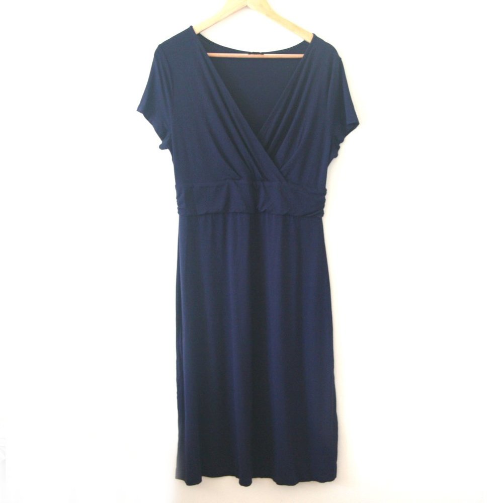 Size M - TALBOTS Women's Navy Blue Stretch Shift Casual Dress